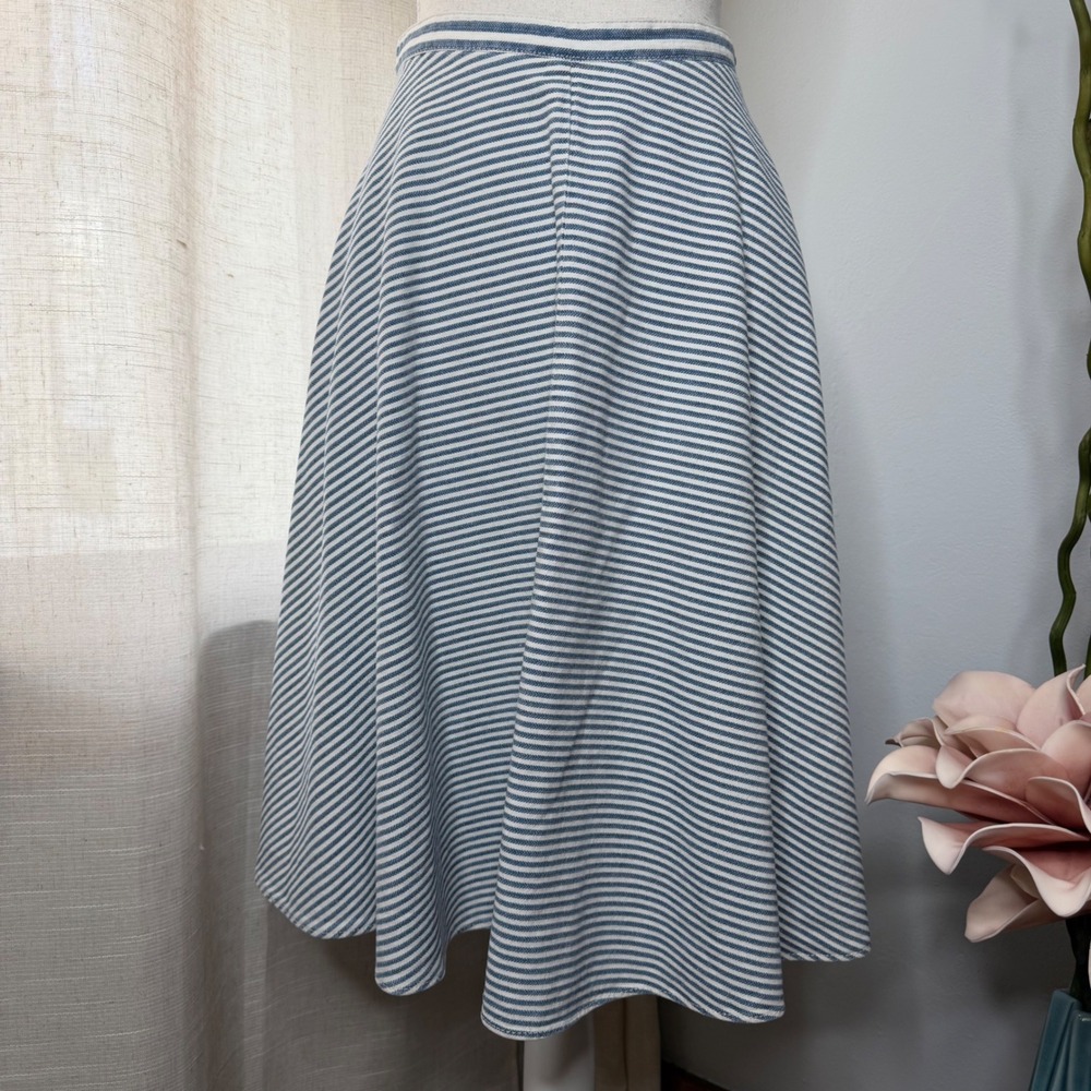 Closed Frieda Midi Skirt Cotton Linen Stripe‎ Blue White Italy Women's Size XS